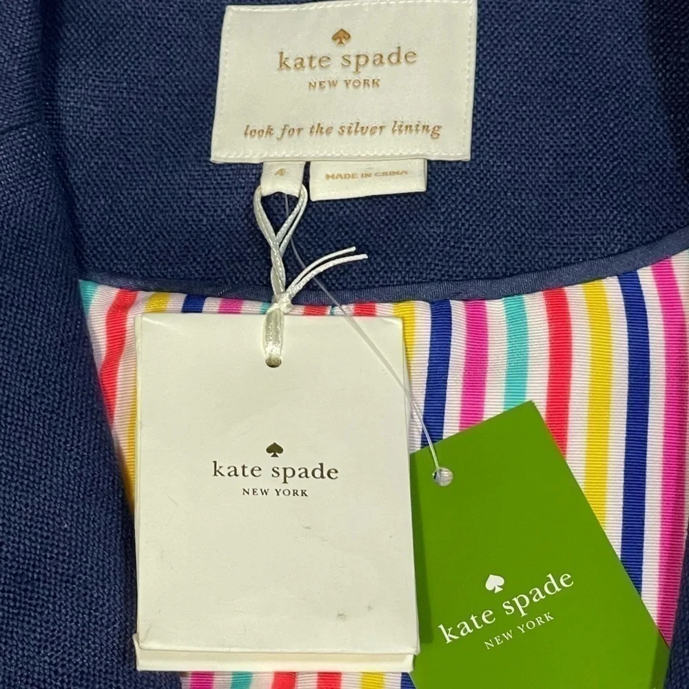 Kate Spade Navy Blue Jacket Blazer Size 4 NWT